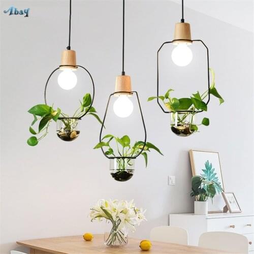 Nordic Modern DIY Plant Pendant Lights Dining Room Kitchen Restaurant Art Deco Bar Cafe Potted Balcony Hanging Lamps Fixtures