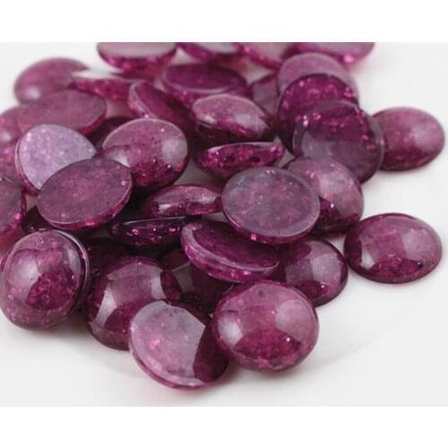 New Fashion 40pcs 12mm Purple Color Flat Back Resin Cabochons Cameo-G6-27