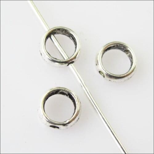 New 200Pcs Tibetan Silver Color Tiny Round Spacer Beads Frame Charms 6mm