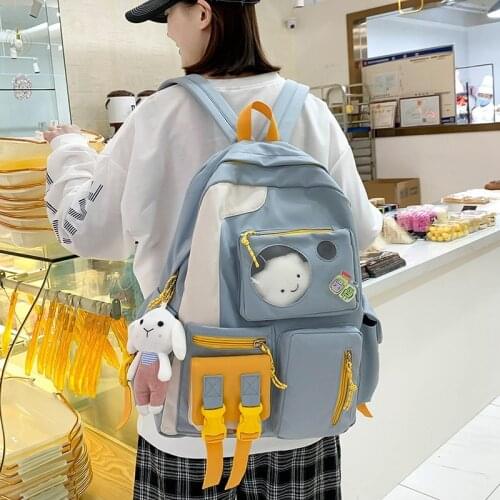 2021 New Kawaii Nylon Women Backpack Fashion Waterproof Rucksack for Teen Girls School Bag Cute Student Bookbag Travel Mochila