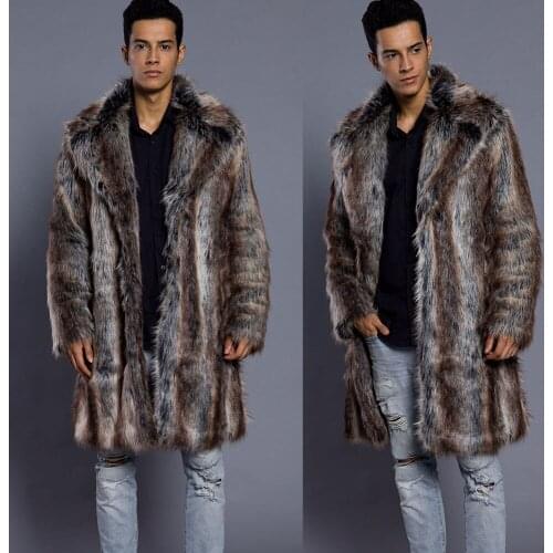 T0798 New Fashion Winter Clothing Man Mink Fur Man long Trench Coat Faux Fur Stripe Overcoat