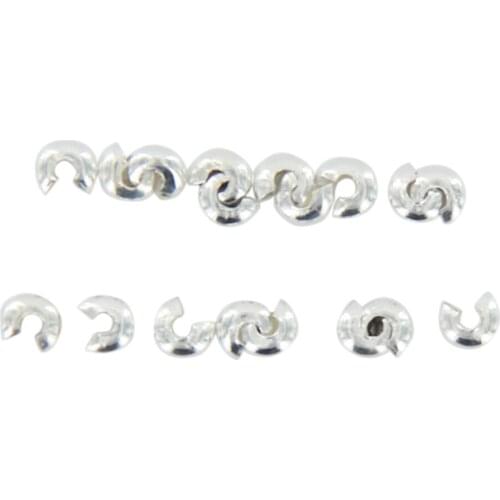 100 Silver Color Tone Crimp Knot Cover Loose Bead For Jewelry Project Craft Finding