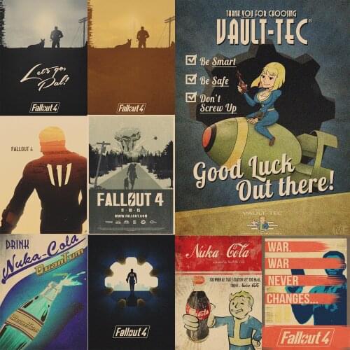 Fallout Posters Game Prints Wall Stickers Vintage Style Home Decoration GA1