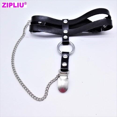 Women New Punk GARTER Handmade Leather Adjustable & Elastic Spandex Leg Ring Stocking gourd clip Suspender O-round chain Gothic