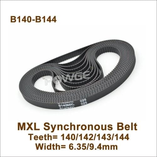 POWGE B140 B142 B143 B144 MXL Synchronous Belt Teeth=140/142/143/144 W=6.35/9.4mm 140/142/143/145 MXL Rubber Closed-Loop Belt