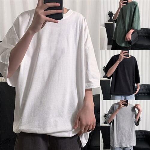 Simple Fashion Mens T-shirt Half Sleeve Solid Tops For Male Fitness Loose TShirts Harajuku O-neck Shirts Designer Tees Top