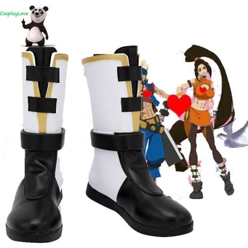 CosplayLove Dungeon and Fighter Black White Cosplay Shoes Long Boots Leather Custom Made For Party Birthday