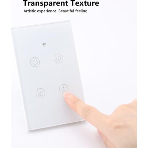 10A 120 American Standard 1/2/3/4 Way Touch Smart Wifi Wall Switch Alexa Voice Smart Remote Control Smart Dual Control Switch