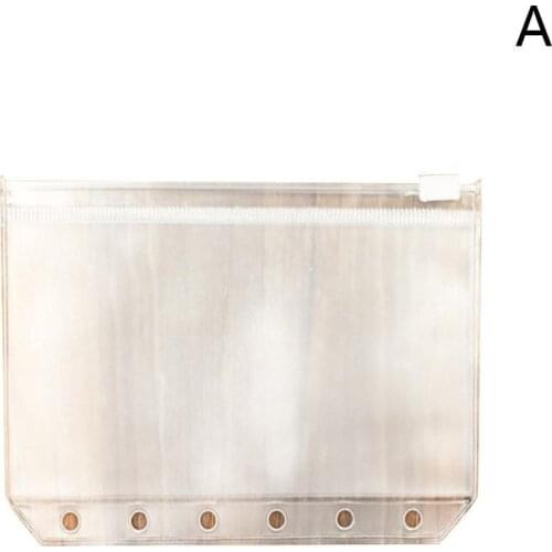 Vividcraft Standard Transparent PVC Clip File Zipper Pouches Bag Bag A6 A7 Collection File 6 Holes Pocker A5 Plastic For Ki N7U8