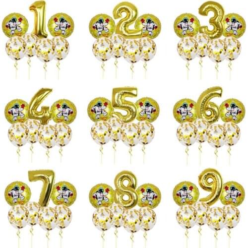 7pcs Outer Space Party Astronaut balloon Rocket Foil Balloons Galaxy Theme Party Boy Kids Birthday Party Decor Helium Globos