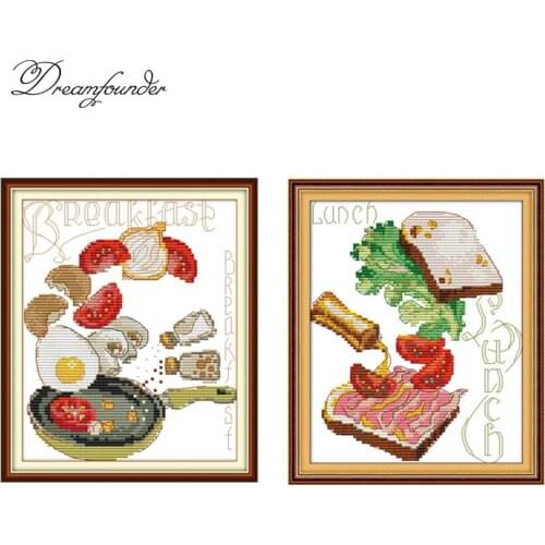 Breakfast Lunch Series cross stitch kit aida 14ct 11ct count print canvas stitches embroidery DIY handmade needl