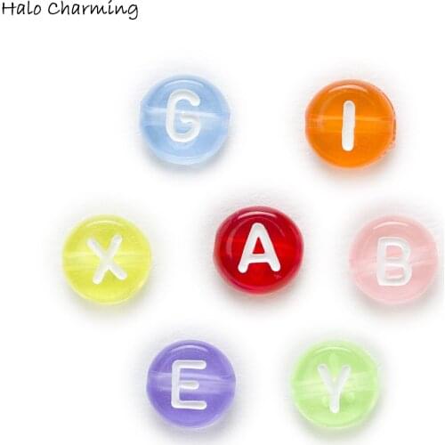 100 Piece Colorful Random Mixed Round Acrylic Spacer Alphabets Letter Beads Women Children DIY Bracelet Necklace 7mm