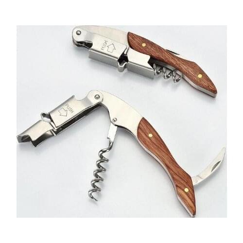 100pcs/lot High Quality Wood Handle Professional Wine Opener Multifunction Portable Screw Corkscrew Wine Bottle Opener