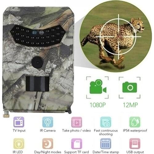 12MP 1080P Trail Camera Hunting Game Camera Wildlife Scouting Camera with PIR Sensor Infrared Night Vision IP56 Waterproof