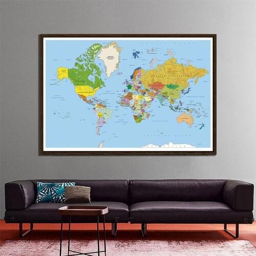 150x225cm Non-woven Regular World Map Mercator Projection For Culture And Education