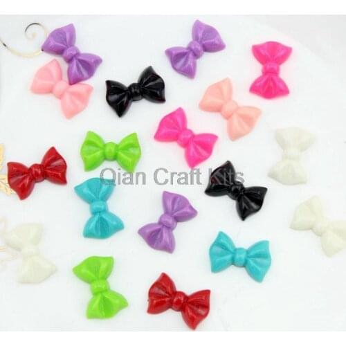 250 pcs Resin Bow Flatback Mixed Colors Kawaii 22mm wholesale free shipping little kitsch colorful rainbow shiny bow
