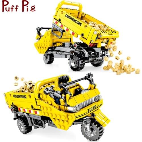 491pcs DIY Tricycle Dump Truck Building Block Technical City Construction Engineering Toy Bricks Cars Toys for Children