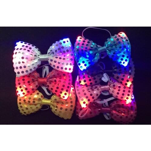 5pcs/lot Led Luminous Neck Tie Mixcolor Flashing Male Female Fashion Bow Tie Party wedding Dancing Stage Glowing Tie
