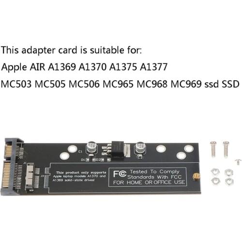 6+12pin SSD to SATA Converter Card Board for Apple 2010 2011 for MacBook Air A1370 A1369 SSD to 2.5" SATA 22pin