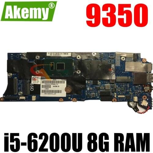 AAZ80 LA-C881P FOR Dell XPS 9350 mainboard i5-6200U +8G RAM CN-076F9T 076F9T 76F9T Laptop Motherboard 100% fully tested