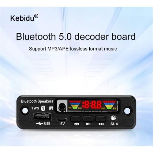 TWS Bluetooth 5.0 Handsfree Car Kit APE/MP3 Decoding Decoder Board 5V Wireless FM Radio TF USB 3.5mm AUX Audio MP3 Player