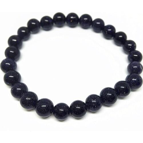 Bohemia style blue sandstone semi-precious stone round beads 8,10,12,14mm elastic rope unisex bracelet jewelry 7.5inch B1526