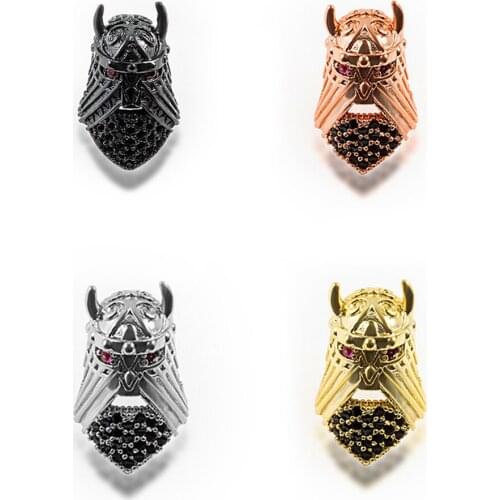 NEW Brand Black Helmet Beads fit Macrame Men Bracelet Vintage DIY CZ Spacer Beads Charms for Jewelry Making Wholesale