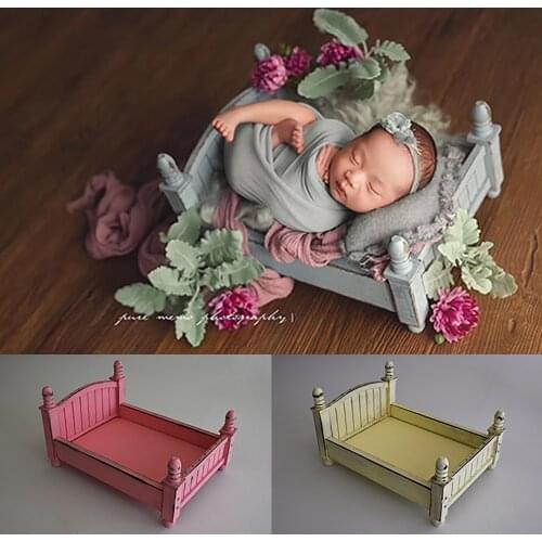 Baby Wooden Furniture Photography Bed For Studio Newborn Photoshoot Vintage Wood Crib Photo Shooting Studios Props Accessories