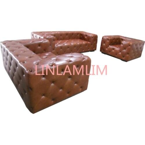 Living room Sofa full oil wax real genuine leather couch chesterfield sofa set 1+2+3 seat muebles de sala cama puff asiento sala