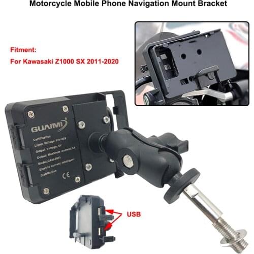 For Kawasaki Z1000 SX Z1000SX 2011-2020 2019 Motorcycle USB Charger Mobile Phone Holder 4.0 to 6.3 inches GPS Navigation Bracket
