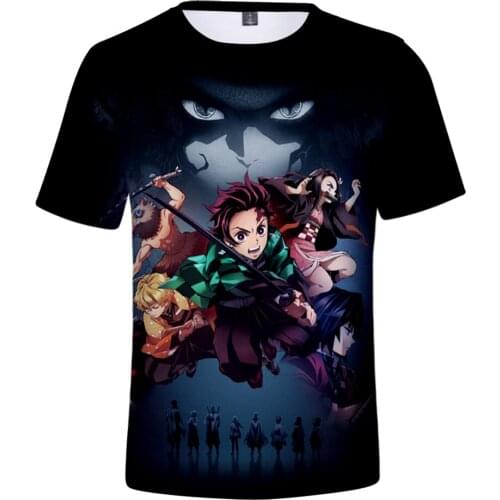 Ghost Blade Popular 3DT Shirt Women Men Fashion Demon Slayer Autumn Summer Short Sleeve T-Shirt Men and Women Casual Tees Blue