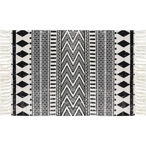 Cotton Woven Tassel Floor Mats Nordic Modern Minimalist Carpet Laundry Room Bedroom Kitchen Bathroom Entrance Mat