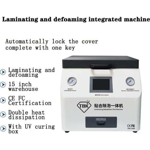 Large lamination and defoaming integrated machine is used for lamination, pressing and defoaming of mobile phone LCD screen