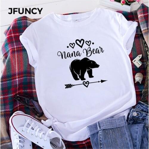 JFUNCY Women Summer T Shirt Plus Size 5XL Letter Print T-Shirt Woman Loose T Shirt 100% Cotton Short Sleeve Lady Tee Tops