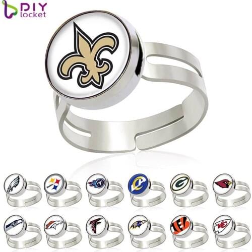 1PC Rugby Team Logo Ring Cartoon Vitality Sports Children Adjustable Ring with Box LSSR210