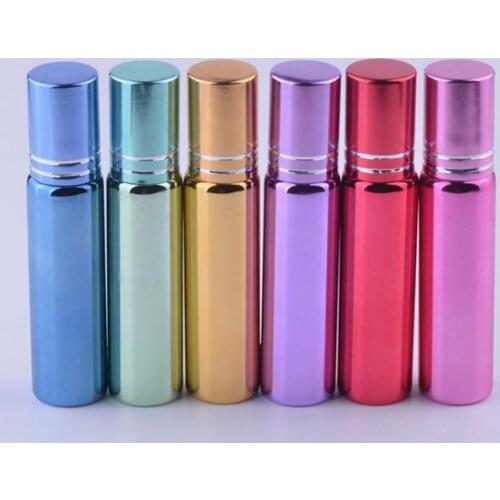 Wholesale 10ml anodized glass perfume bottles refillable roll on bottles for essential oils cosmetic container