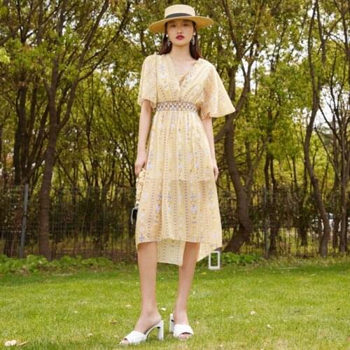 Summer Dress Female Loose Casual Womens Dresses Short Sleeve Woman Beach Dress Cartoon Floral Long Dresses Summer 2021 Ladies