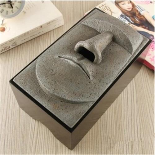 Moai Car Tissue Box napkin holder car seat box for Office Home Decoration Car Ornaments Interior Dashboard Decoration