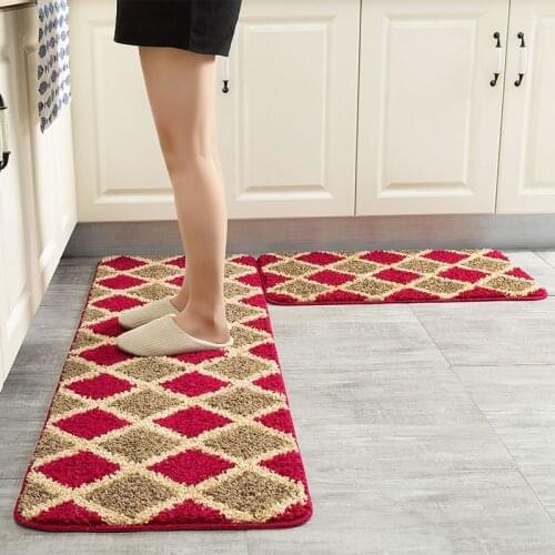 Shaggy Lattice Design Kitchen Mat Carpets Multi-size Floor Mat For Hallway Doormat Bedside Rug Non-slip Bathroom Mat Kitchen Rug