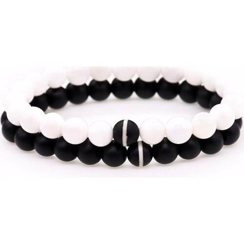 High Quality 8mm Mens Beads Bracelets Matte Black Onyx Natural Stone Jewelry Gift,White Stone Lovers Bracelet For Women