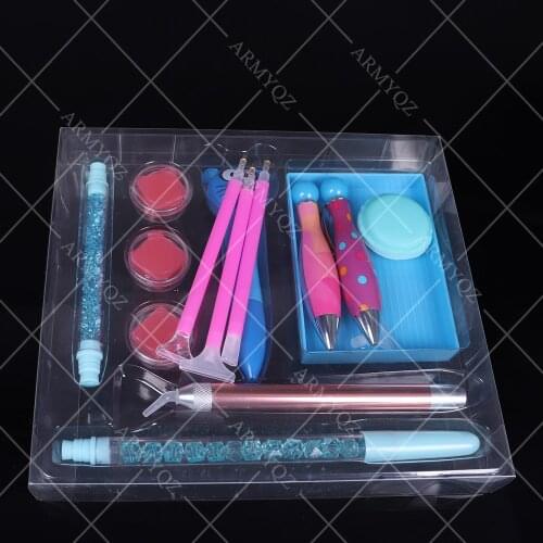 12 Pieces DIY Diamond Painting Accessories Cross Stitch Embroidery Pen Tools Set Mosaic Glue Pen Kit Tweezers