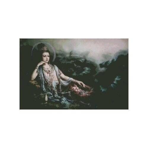 Dunhuang Goddess Mountain rest Top Quality Embroidery Needlework 14CT Unprinted Cross Stitch Kits DIY Arts Handmade Home Decor