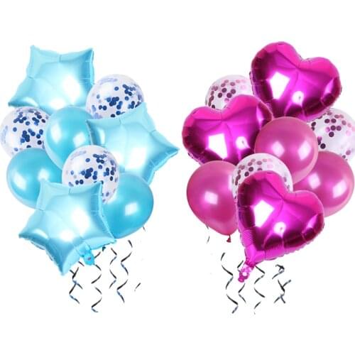 9pcs/lot Multi Confetti Balloon Set Birthday Star Foil Baloon Blue Helium Boy Girl Baby Shower Party Supplies Gift kid toys