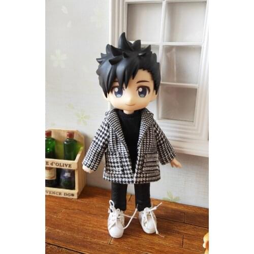New Ob11 Clothes British Plaid Lapel Coat Windbreaker 16cm Doll Obitsiu 11 Clothes GSC YMY P9 Universal Accessory