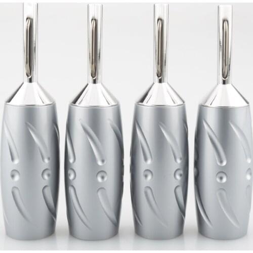 New 4xViborg VB402R Pure Copper Rhodium Plated Banana connector Pure Copper Hi end banana plug for Speaker cable
