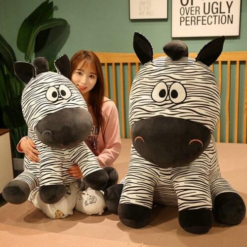 25-75cm Cartoon Cushion Horse Doll Baby Kids Christmas Birthday Gift Cute Zebra Plush Toy Soft Stuffed Cloth Lovers Pillow