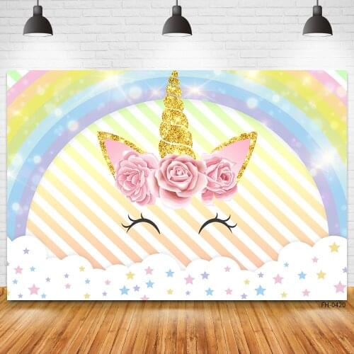 Custom Name Unicorn Birthday Party Baby Shower Photocall Glitter Photography Backdrop Personalized Backgrounds For Photo Studio