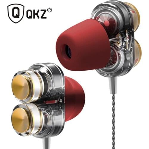 QKZ KD7 Earphones Dual Driver Sport Earphone 3.5mm Jack Headset Hands Free with Mic Music Earphone for Mobile Phone