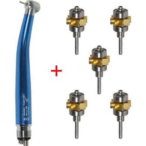 NSK Style Dental Standard head High Speed Handpiece Single water spray Turbine 4hole blue with 5 Cartridge Rotor replace Tools