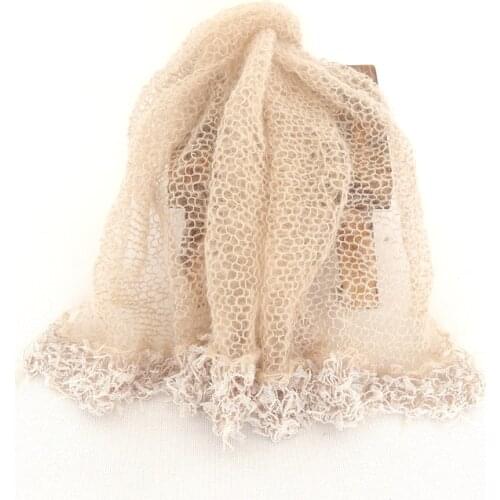 Stretch Knit Moahir Wrap Hat Set Photo Props Newborn Lace Hat Crochet Baby Sweater Wrap Photography Props Layer